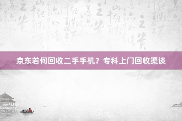 京东若何回收二手手机？专科上门回收渠谈